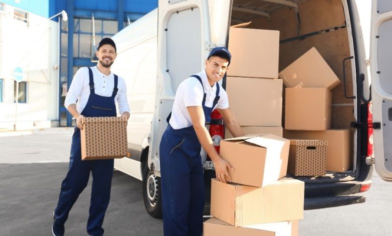 Movers with moving boxes