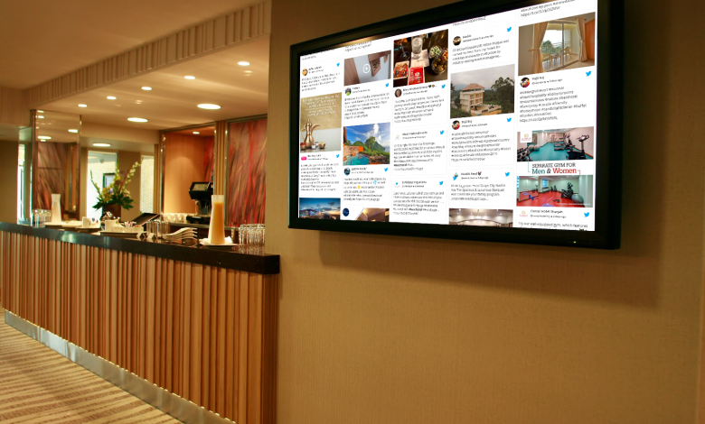 Social wall on hotel digital signage