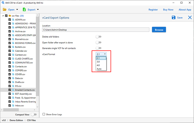 convert csv file to vcf android